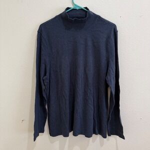 Pendleton Mens XL‎ Navy Blue Mock Neck Long Sleeve 100% Cotton Shirt NEW